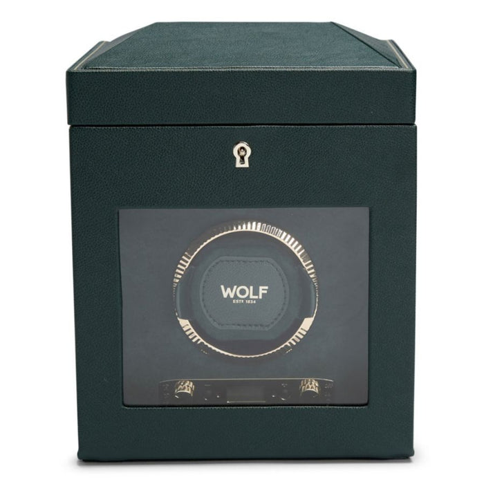 Wolf British Racing Single Green Vegan Leather Watch Winder with Storage 792141