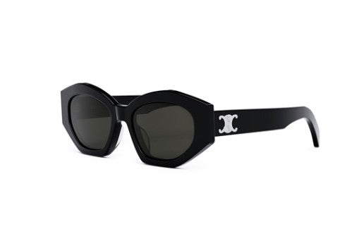 Celine Triomphe CL40238U 01A  Shiny Black/Smoke Oval Women's Sunglasses