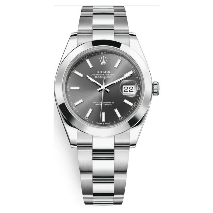 Rolex Datejust 41mm Smooth Bezel Grey/Slate Index Dial Oyster New 2025- 126300