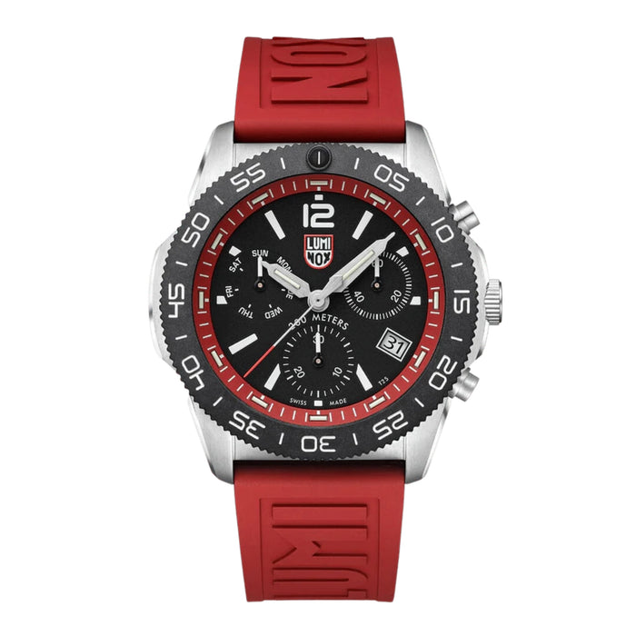 Luminox Pacific Diver Chronograph 44mm Black Dial With Red Ring Dive Men's Watch XS.3155