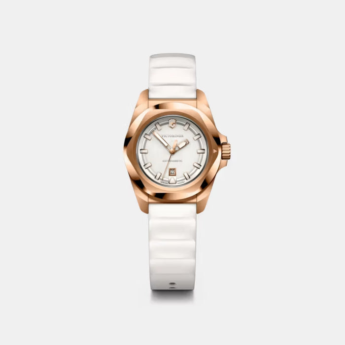 Victorinox INOX Grainy White Dial With Rose Gold Bezel Quartz Women's Watch 242037