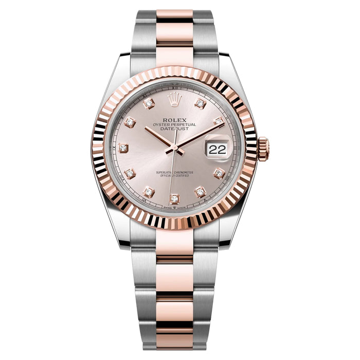 Rolex Datejust 41mm Two-Tone Everose Gold Fluted Bezel Sundust Diamond Dial Oyster New 2025 - 126331