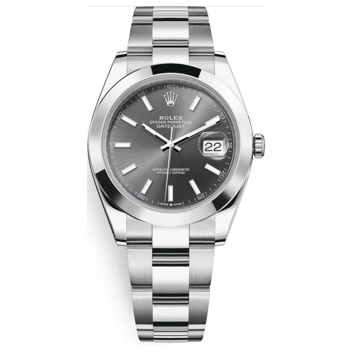 Rolex Datejust 41mm Smooth Bezel Grey/Slate Index Dial Oyster New 2025 - 126300