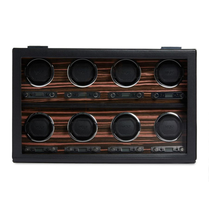 Wolf Roadster Black Vegan Leather 8 Piece Watch Winder 459356