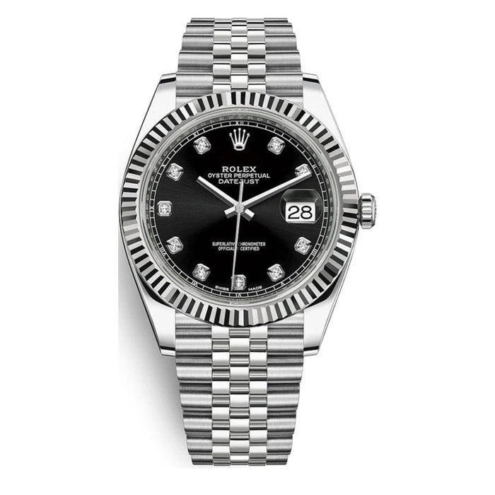 Rolex Datejust 41mm Fluted Bezel Black Diamond Dial Jubilee New 2025 - 126334