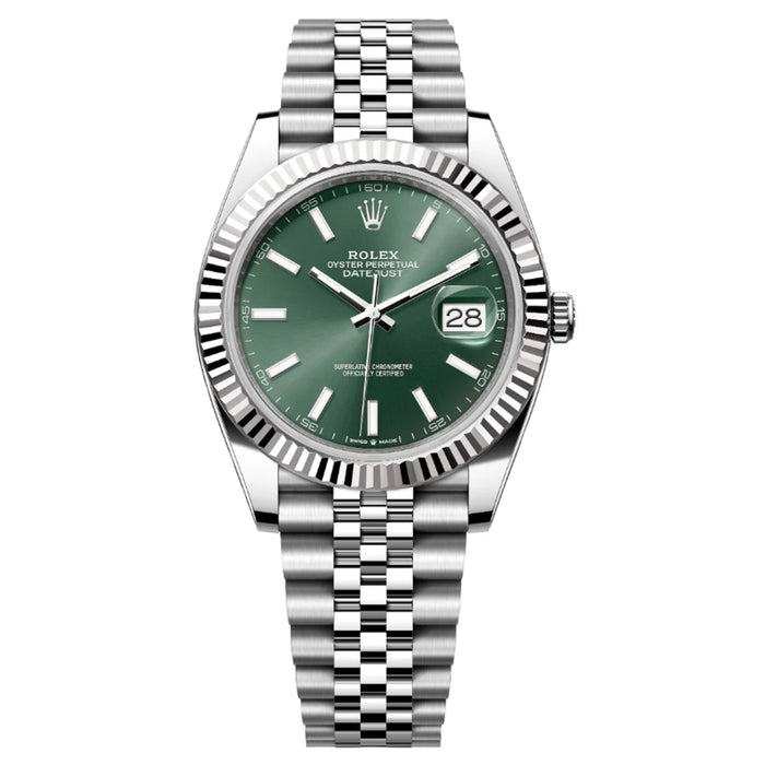 Rolex Datejust 41mm Fluted Bezel Green Index Dial Jubilee New 2025 - 126334