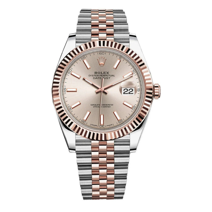 Rolex Datejust 41mm Two-Tone Everose Gold Fluted Bezel Sundust Index Dial Jubilee New 2025 - 126331