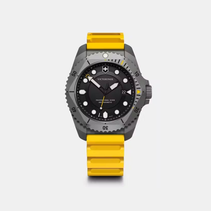 Victorinox Dive Pro Quartz Black Matt Dial With Yellow Rubber Strap Men's Watch 241992