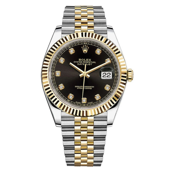 Rolex Datejust 41mm Two-Tone Yellow Gold Fluted Bezel Black Diamond Dial Jubilee New 2025 - 126333
