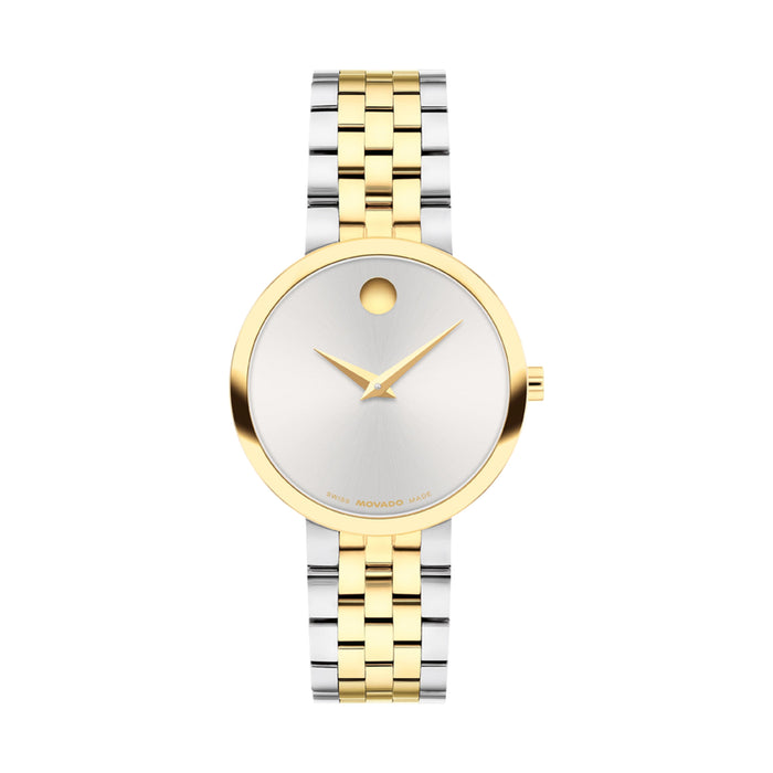Movado Museum Classic Silver White Dial Quartz Yellow Stainless Steel Women's Watch 0608007