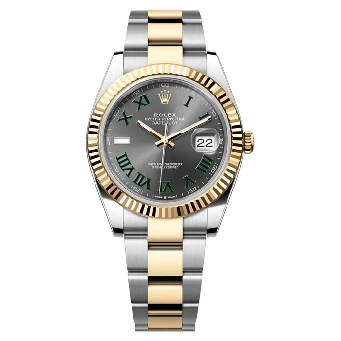 Rolex Datejust 41mm Two-Tone Yellow Gold Fluted Bezel "Wimbledon" Dial Oyster New 2025 - 126333