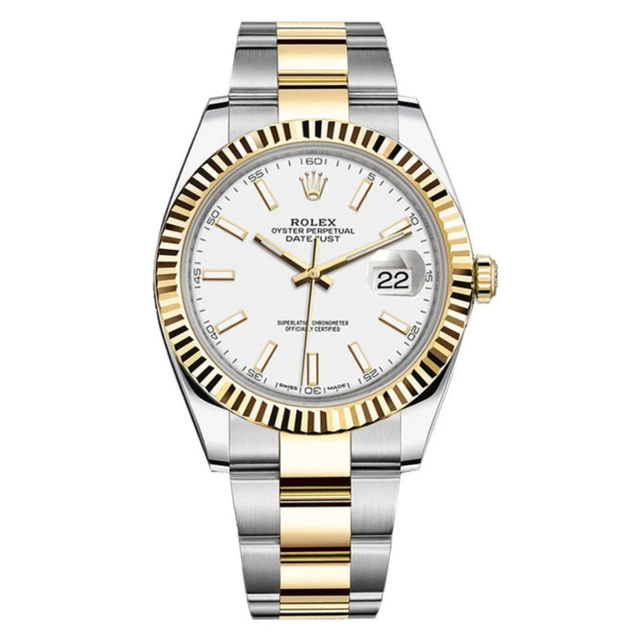 Rolex Datejust Two-Tone Yellow Gold Fluted Bezel White Index Dial Oyster New 2025 - 126333