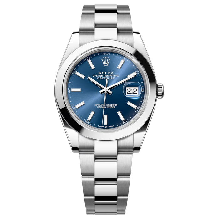 Rolex Datejust 41mm Smooth Bezel Blue Index Dial Oyster New 2025 - 126300
