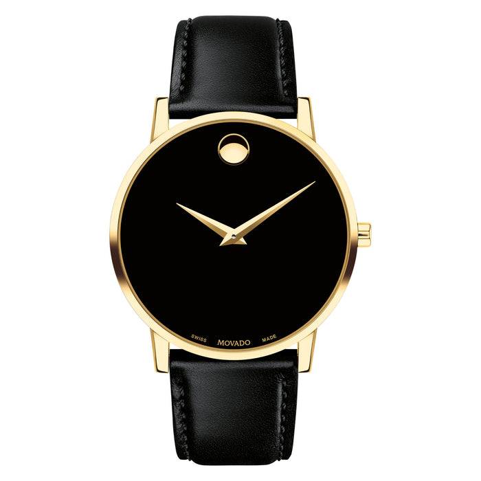 Movado Museum Classic Black Dial Calfskin Strap Unisex's Watch 0607271