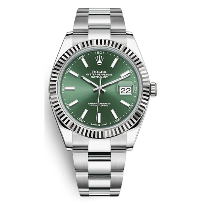 Rolex Datejust 41mm Fluted Bezel Green Index Dial Oyster New 2025 - 126334
