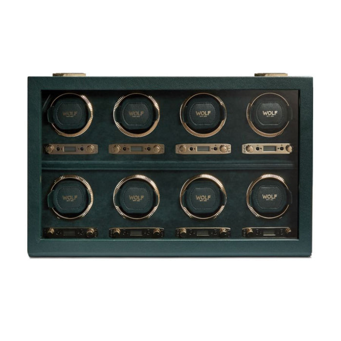 Wolf British Racing Green Vegan Leather 8 Piece Watch Winder 792541