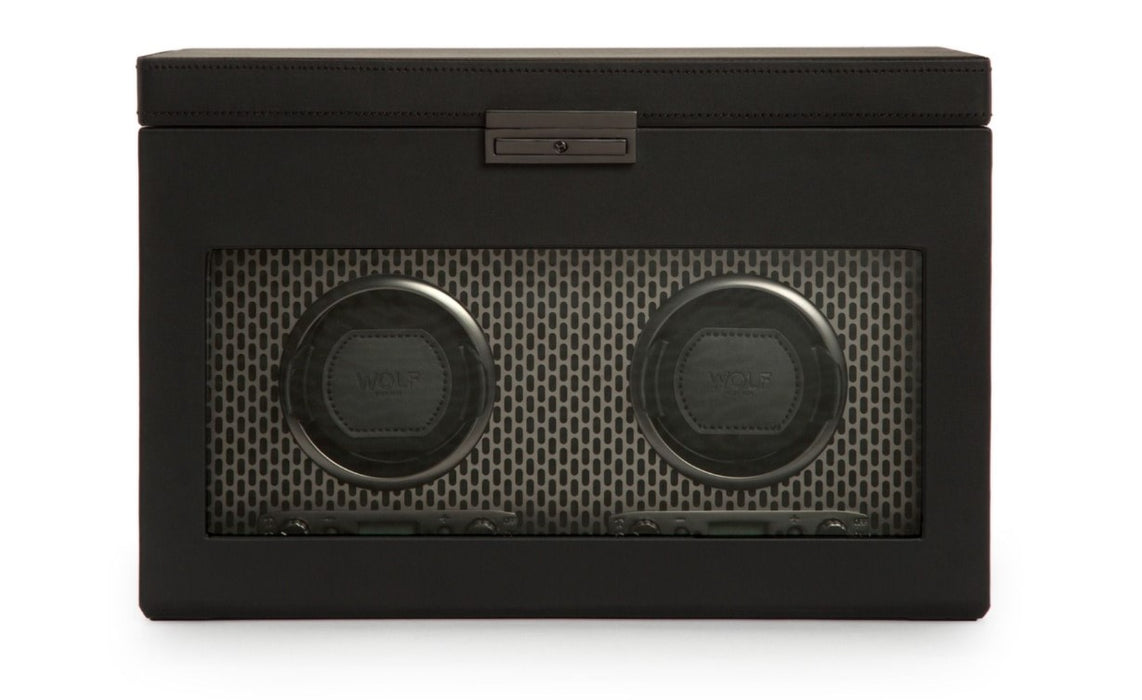 Wolf Axis Double Vegan Leather Watch Winder With Storage 469303