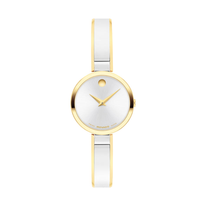 Movado Moda Silver White Light Yellow Finished Quartz Women's Watch 0608012