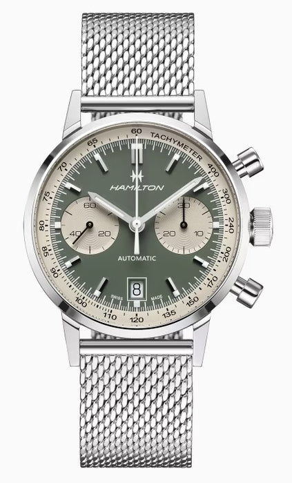 Hamilton American Classic Intra-Matic Auto Chronograph Green Dial Men's Watch H38416160
