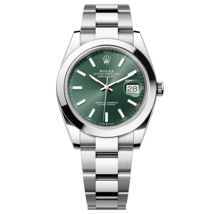 Rolex Datejust 41mm Smooth Bezel Green Index Dial Oyster New 2025 - 126300