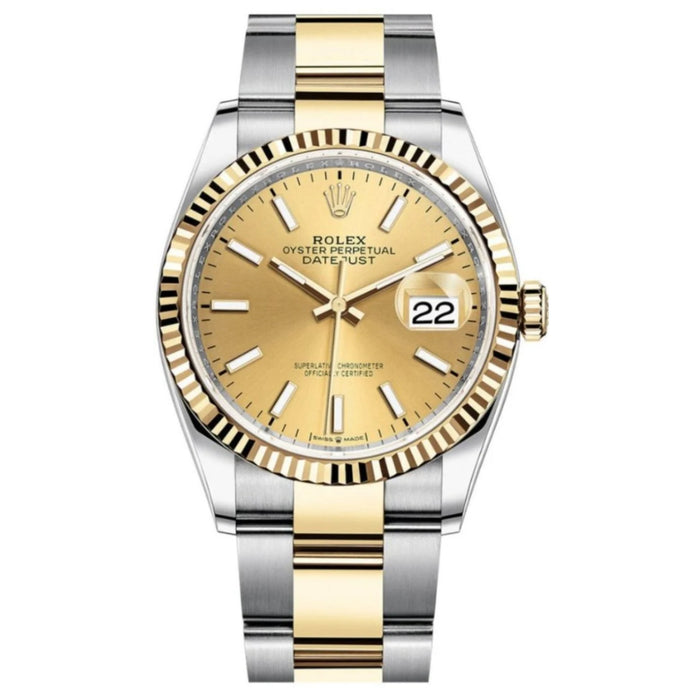 Rolex Datejust 41mm Two-Tone Yellow Gold Fluted Bezel Champagne Index Dial Oyster New 2025- 126333