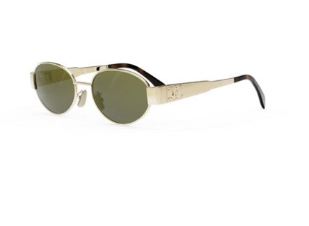Celine Triomphe Metal CL40235U 30N Shiny Yellow/Green Oval Women's Sunglasses