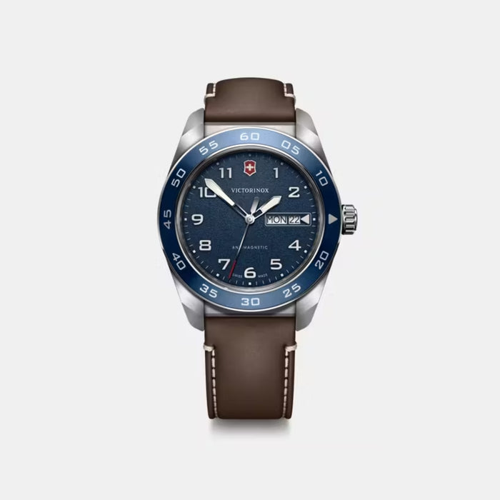Victorinox Swiss Army Quartz Blue Matt Dial With Brown Leather Men's Watch 242040
