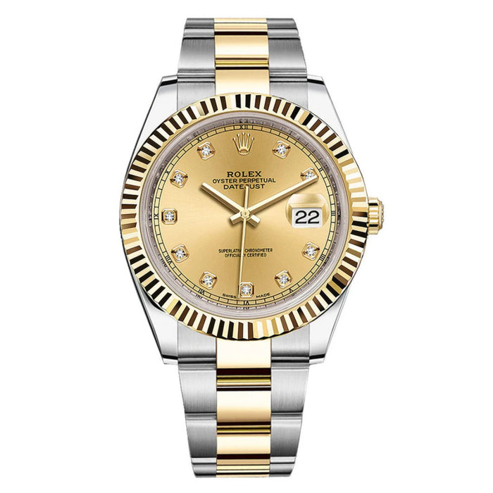 Rolex Datejust 41mm Two-Tone Yellow Gold Fluted Bezel Champagne Diamond Dial Oyster New 2025 - 126333
