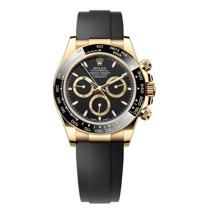 Rolex Cosmograph Daytona 40mm Yellow Gold Ceramic Bezel Black Dial Oysterflex - 126518LN - New 2025