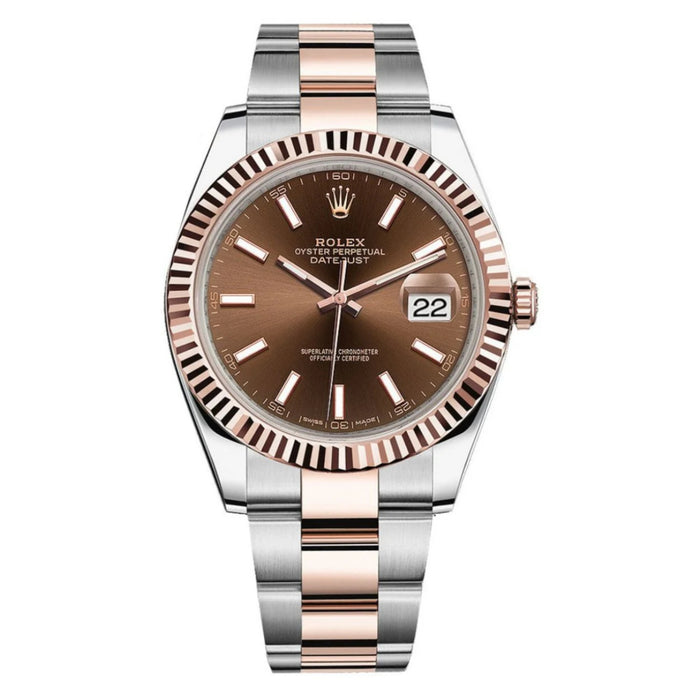 Rolex Datejust 41mm Two-Tone Everose Gold Fluted Bezel Chocolate Index Dial Oyster New 2025 - 126331
