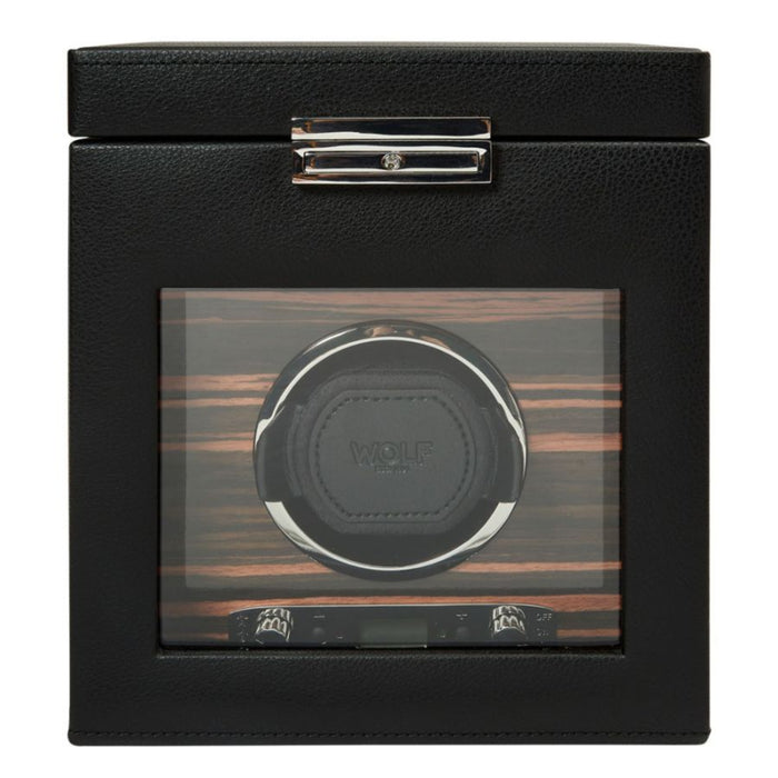 Wolf Roadster Single Polished Wood Watch Winder With Storage 457156