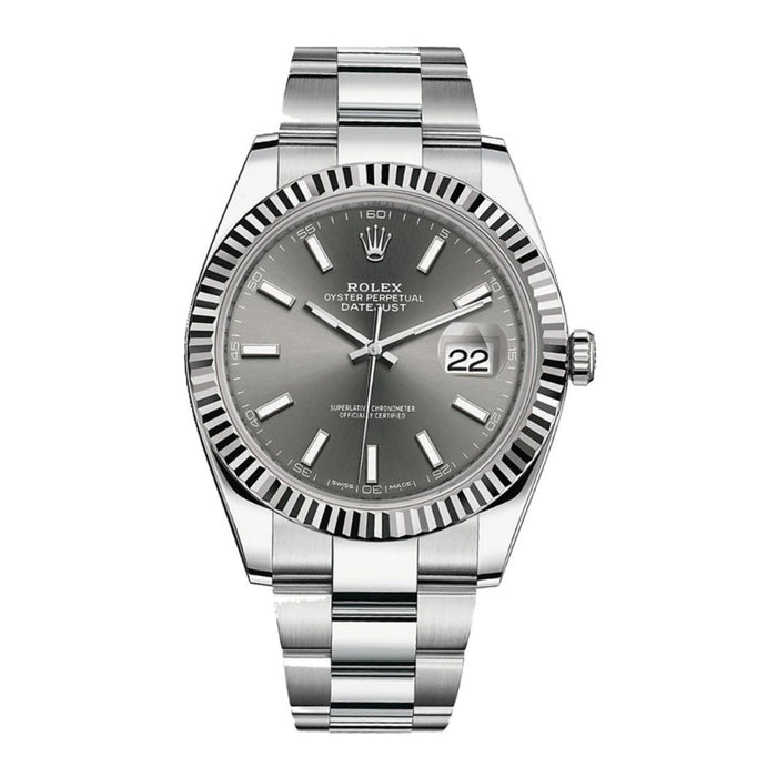 Rolex Datejust 41mm Fluted Bezel Grey/Slate Index Dial Oyster New 2025 - 126334