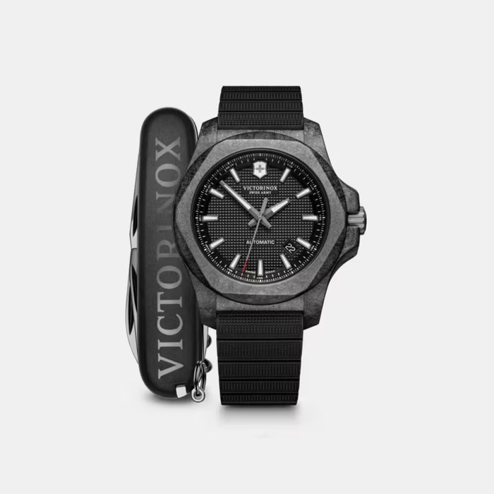 Victorinox I.N.O.X. Carbon Mechanical Black Alox Pattern Dial Men's Watch 241866.1