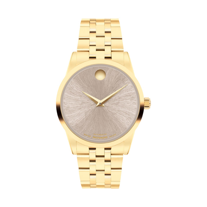 Movado Museum Classic Automatic Warm Grey Dial Yellow Gold Women's Watch 0608002