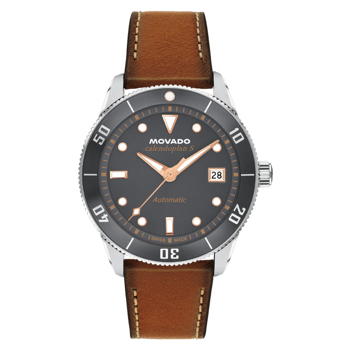 Movado Heritage Series Calendoplan s Grey Dial Leather Automatic 3650218