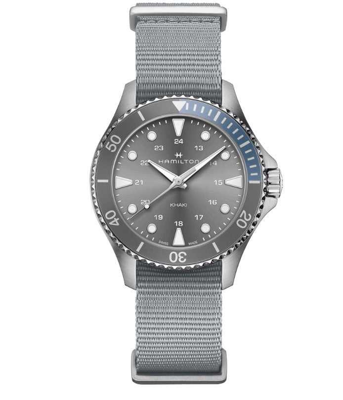 Hamilton Khaki Navy Scuba Quartz Grey Dial Grey Strap Round Stainless Steel Case 37mm Men's Watch H82211981