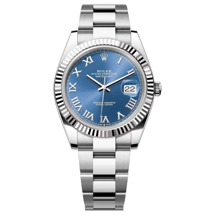 Rolex Datejust 41mm Fluted Bezel Blue Roman Dial Oyster New 2025- 126334