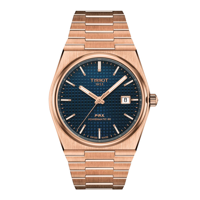 Tissot PRX Rose Gold Tone 40mm Powermatic 80 Blue Dial Men's Watch T1374073304100