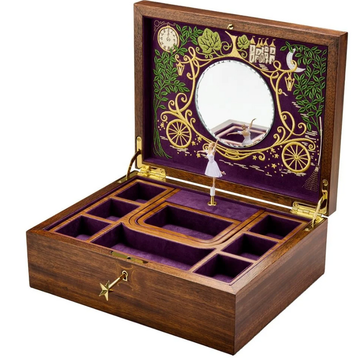 Wolf Ballet Musical Jewelry Box Cinderella Walnut Wood 190017