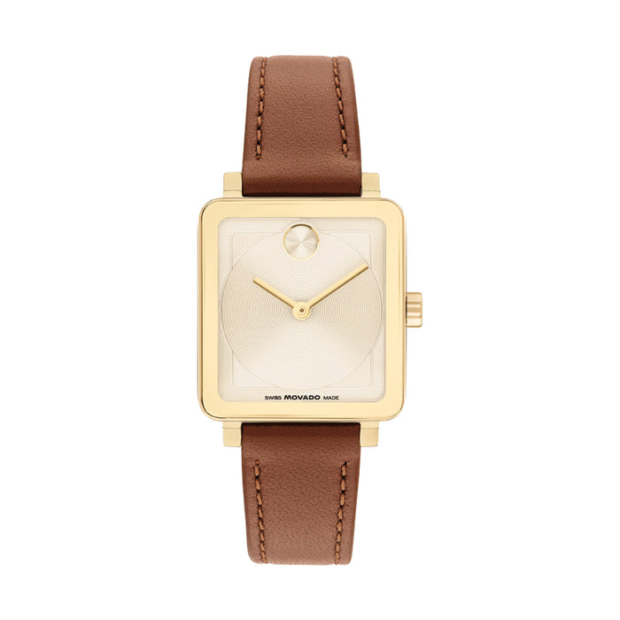 Movado Bold Evolution 2.0 Champagne Museum Dial Leather Women's Watch 3601210