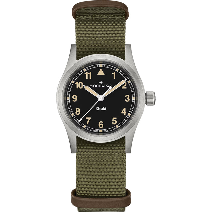 Hamilton Khaki Field Quartz 33mm Black Dial Green Strap Men's Watch H69301930