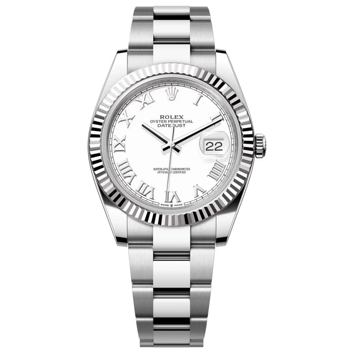 Rolex Datejust 41mm Fluted Bezel White Roman Dial Oyster New 2025- 126334