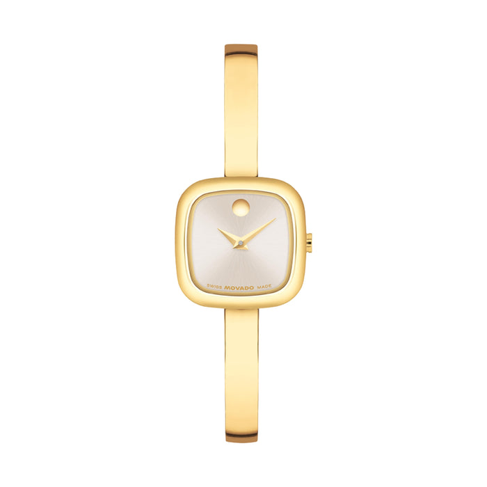 Movado Museum Bangle Champagne Dial Yellow Gold Stainless Steel Women's Watch 0608058