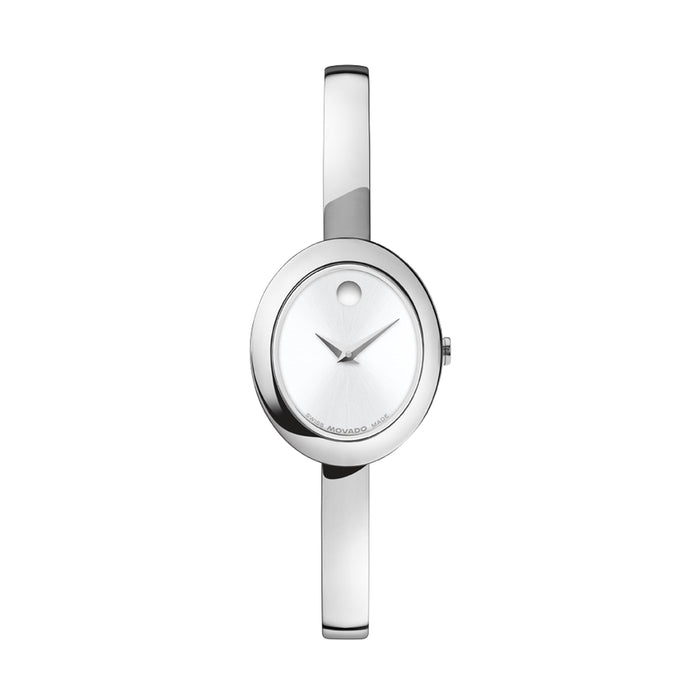 Movado Museum Bangle Silver White Dial Stainless Steel Women's Watch 0608070