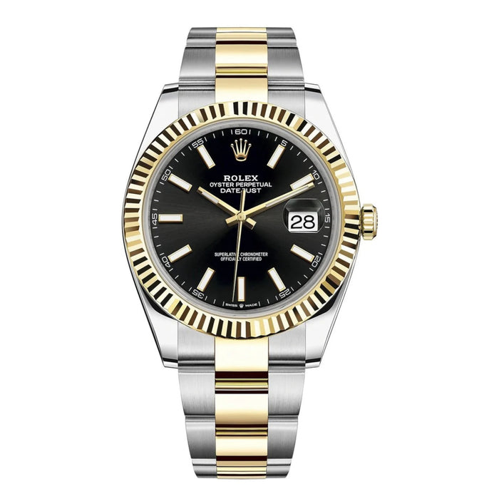 Rolex Datejust 41mm Two-Tone Yellow Gold Fluted Bezel Black Index Dial  New 2025- 126333
