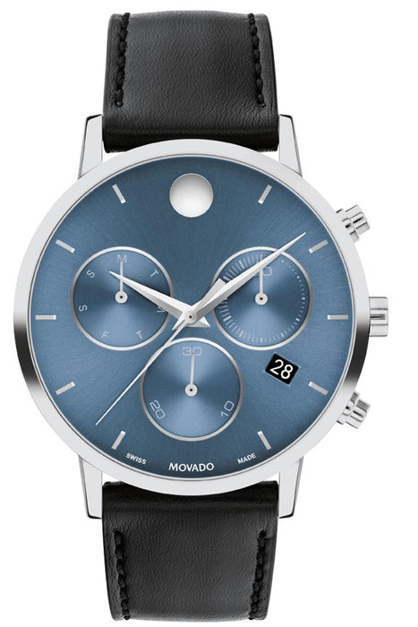 Movado Museum Classic Steel Blue Chronograph Dial Men's Watch 0607889