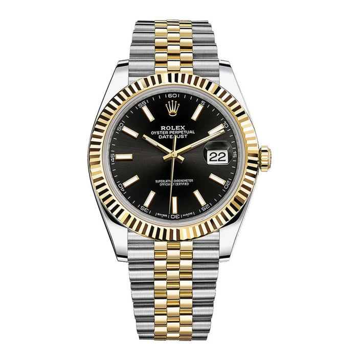 Rolex Datejust 41mm Two-Tone Yellow Gold Fluted Bezel Black Index Dial Jubilee New 2025 - 126333
