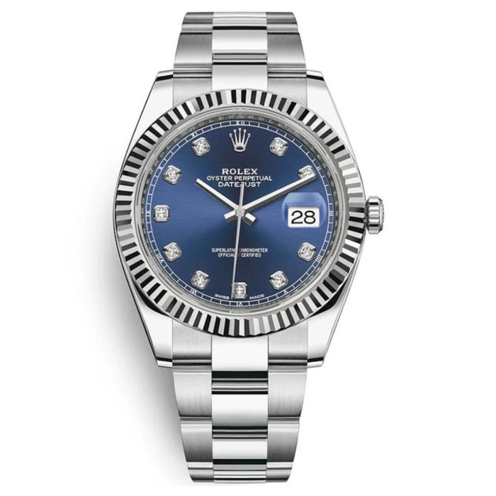 Rolex Datejust 41mm Fluted Bezel Blue Diamond Dial Oyster New 2025 - 126334