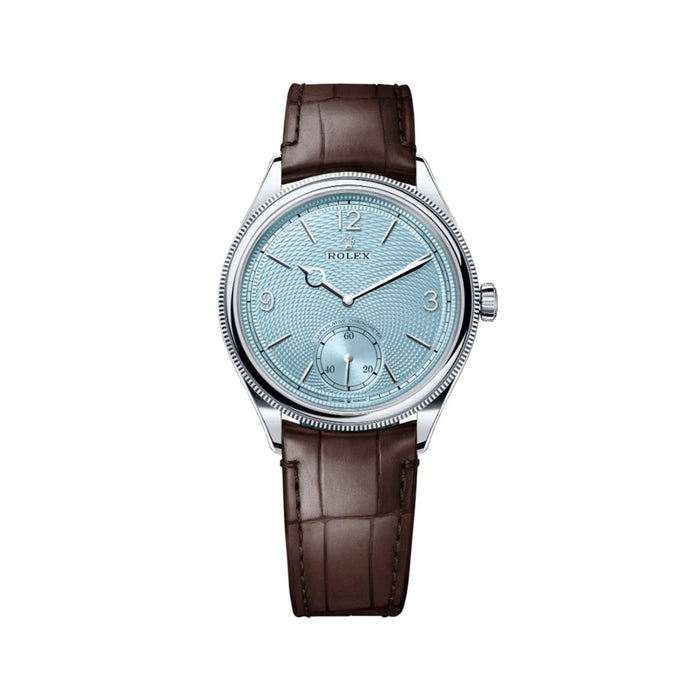 Rolex 1908 Platinum Ice Blue Dial Brown Alligator Strap Men's Watch 2025-52506