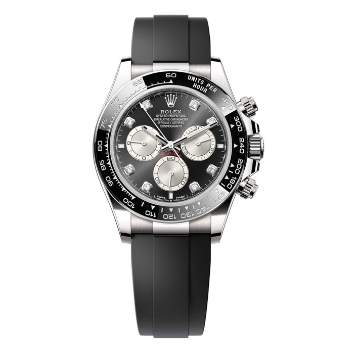 Rolex Cosmograph Daytona 40mm White Gold Black Diamond Dial Oysterflex New 2025 - 126519LN